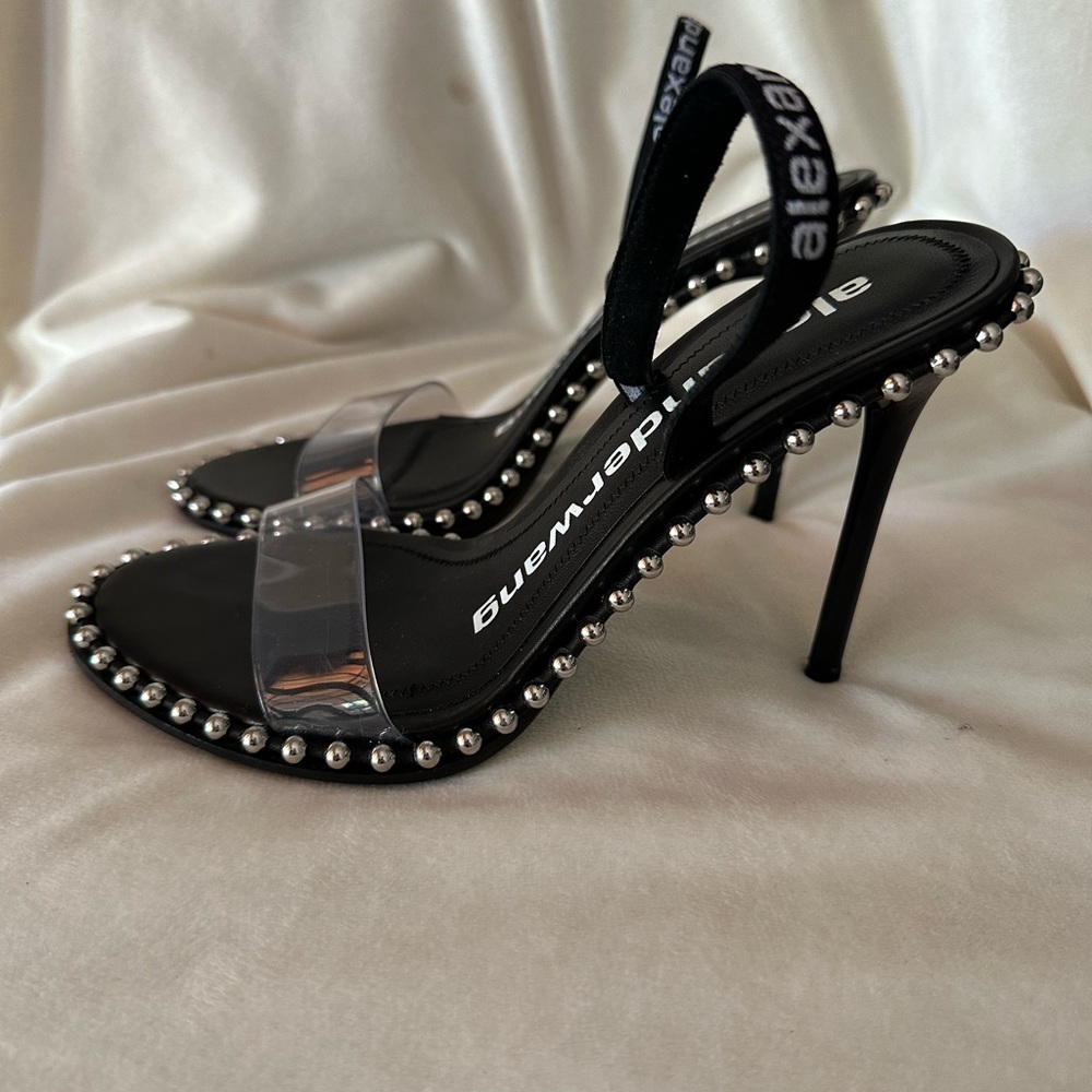 Alexander Wang Nova Stud Clear Sandal Heel Size 36 1/2